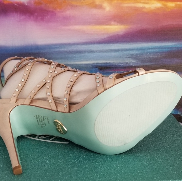 Blue by Betsey Johnson Champagne Cut Out Stiletto Sandal w/Iridescent Stones - Picture 5 of 6